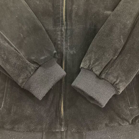 Vintage Pelle Suede Jacket Women's Medium Black Genuine Leather 90s Y2K - Picture 5 of 10